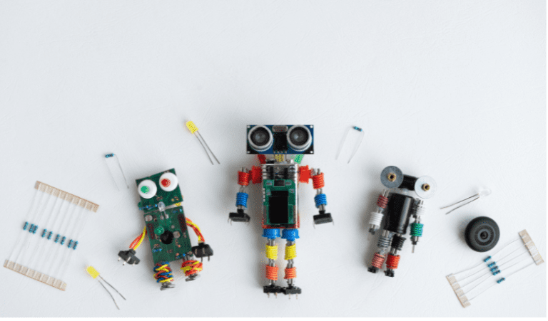 figures made from parts of a comptuer